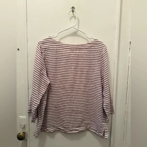 Artisan NY ❤️ Red & White Stripe Linen Long Sleeve // Large - Picture 3 of 3